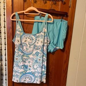 Aqua Paisley SwimSuit Set Size 3X